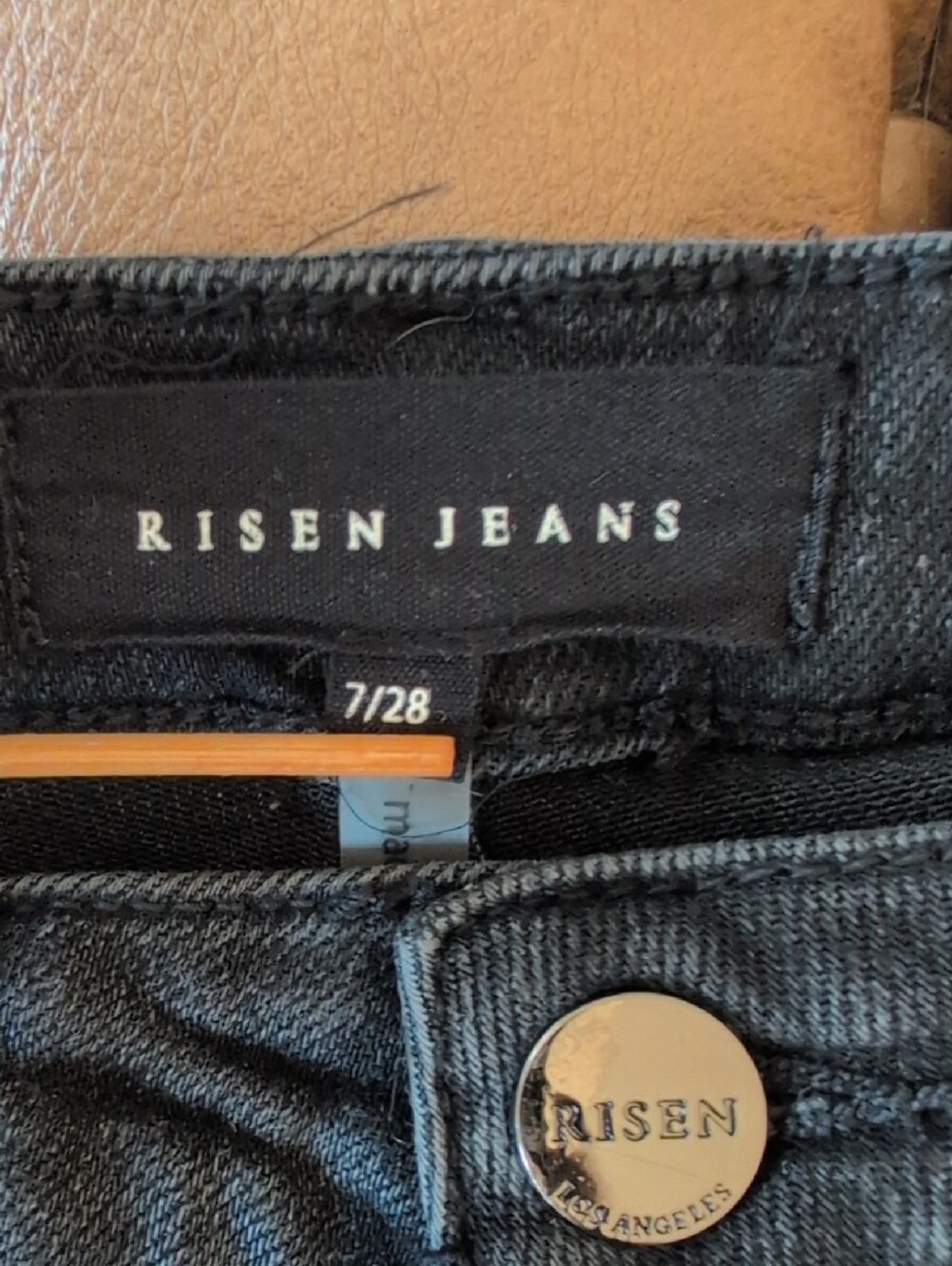 Risen Bentley Black High-Rise Distressed Flare Jeans Raw Hem - Picture 3 of 7